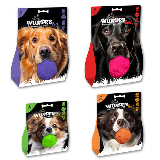 4 Sizes available make WUNDERball the perfect fetch toy for any size or breed dog.