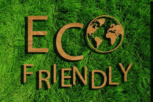 "Eco Friendly” text on grass symbolizing sustainability