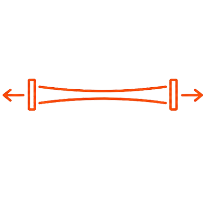 Elastic rubber stretching to absorb the pull